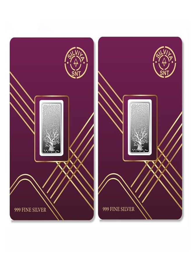 Silviya 999 Pure Silver Lucky Banyan Tree Coin | 2 Gm | Bar Shape | Gift of Every Occasion | Blessing - Image 1